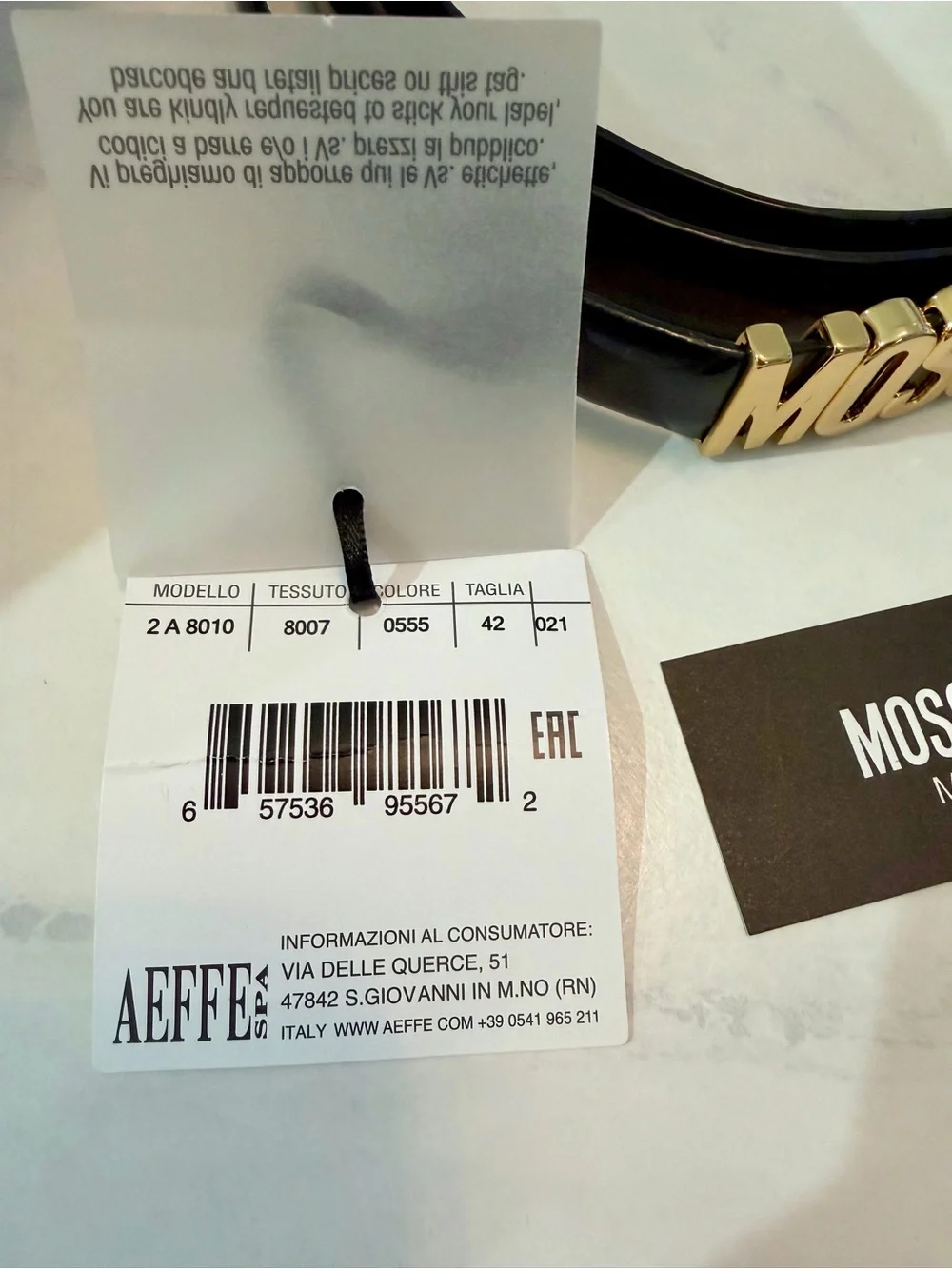 Moschino Black Leather Belt with Gold Logo Size 42 Medium